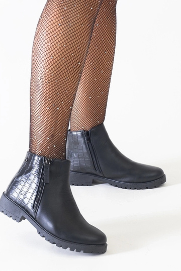 Bottines noires avec motif crocodile en simili cuir Mifsada
