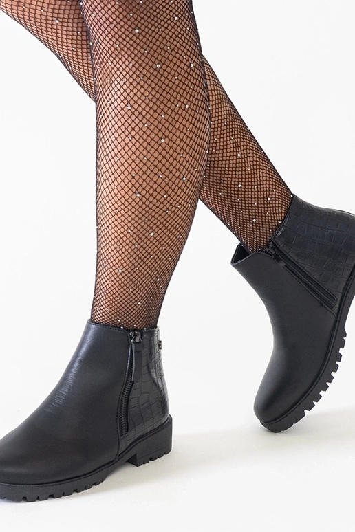 Bottines noires avec motif crocodile...