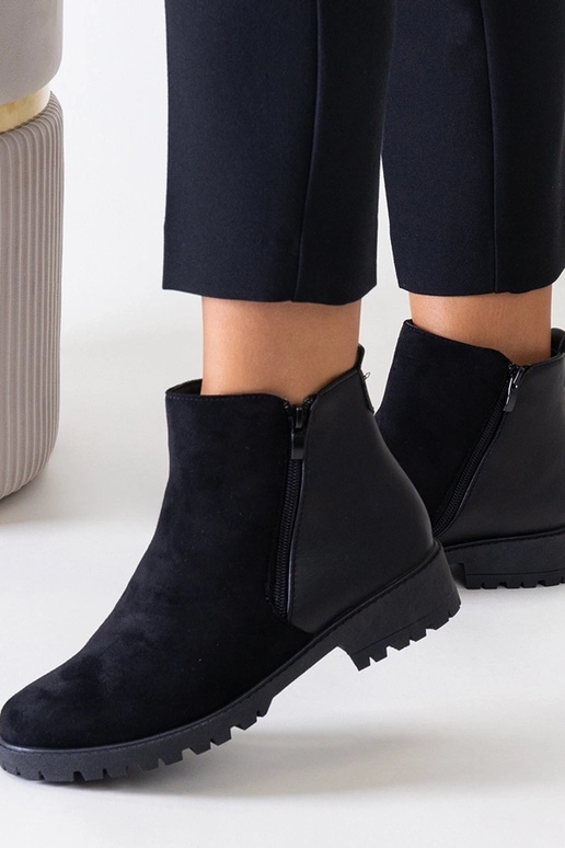 Bottines compensées noires en daim...