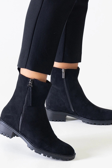 Schwarze High-Platform-Schuhe aus Kunstwildleder Zahra