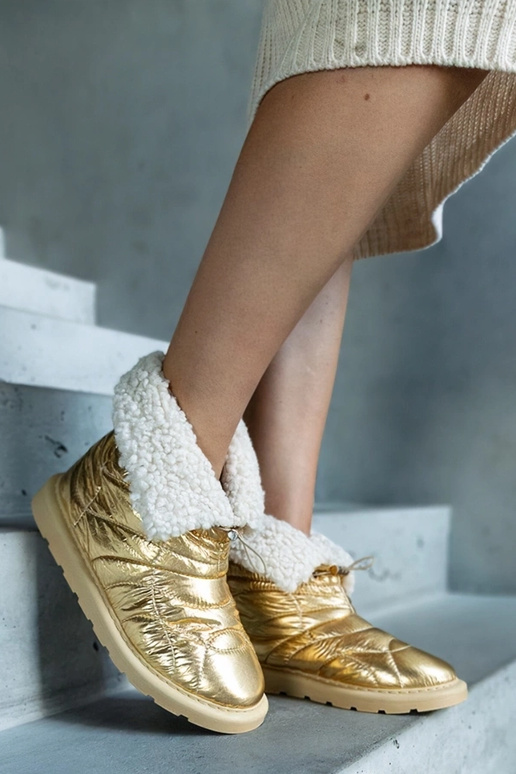 Gouden warme snowboots met koord...