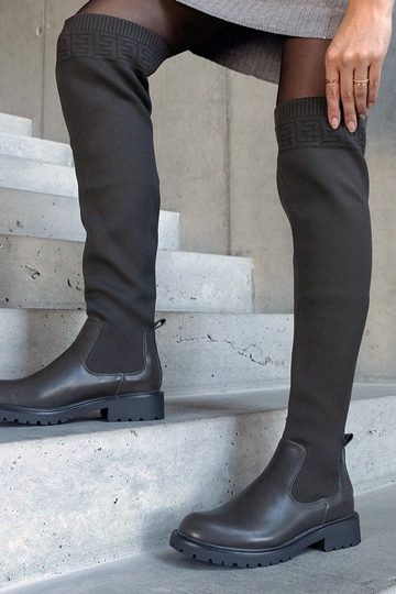 Grüne Juanra-Stiefel mit elastischem Schaft 2