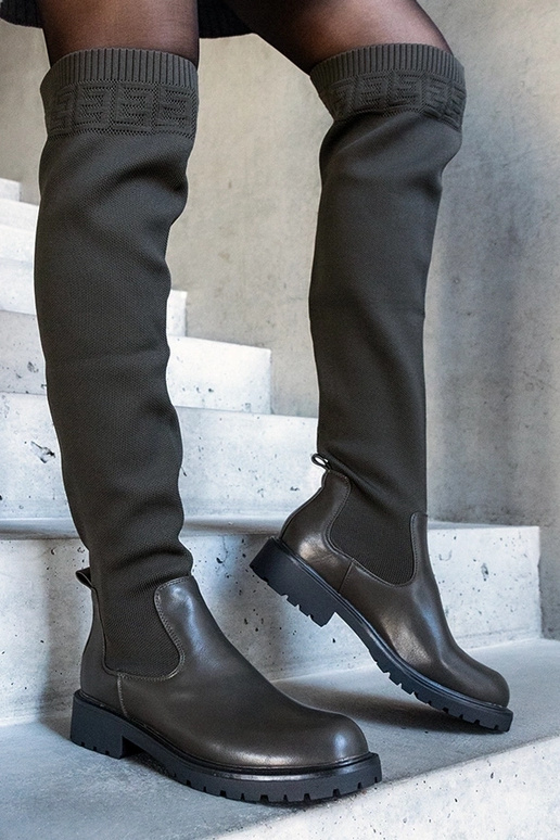 Grüne Juanra-Stiefel mit elastischem... Grüne Juanra-Stiefel mit elastischem...