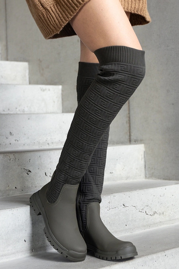 Bottes en tissu mat vert... 2