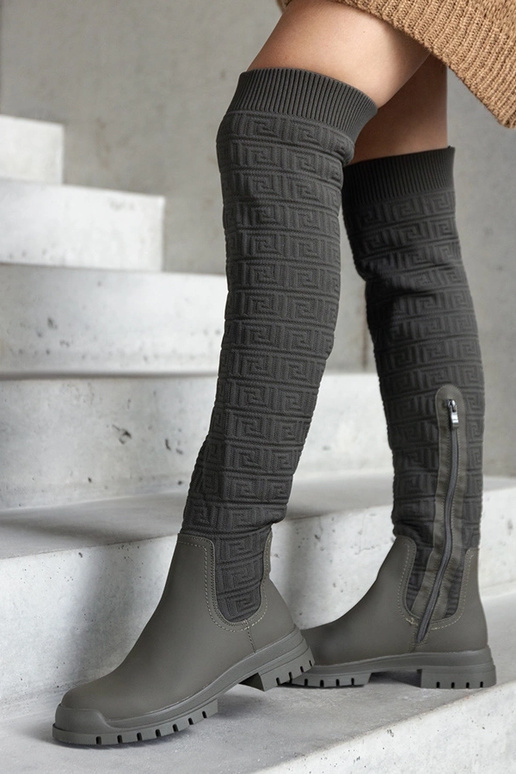 Bottes en tissu mat vert Scarlett Bottes en tissu mat vert Scarlett