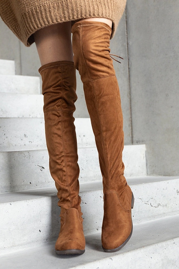 Bottines compensées en daim synthétique couleur marron Hallora