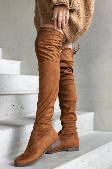 Hallora bruine kunstsuède schoenen met platform 2