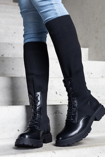 Bottines noires à enfiler avec tige en tissu souple Luana