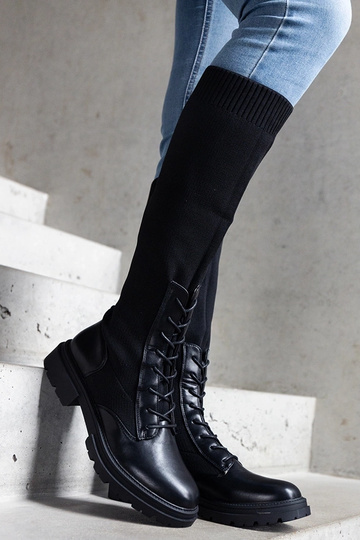 Bottines noires à enfiler avec tige en tissu souple Luana 2