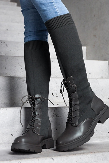 Bottines vertes à enfiler avec tige en tissu élastique Luana