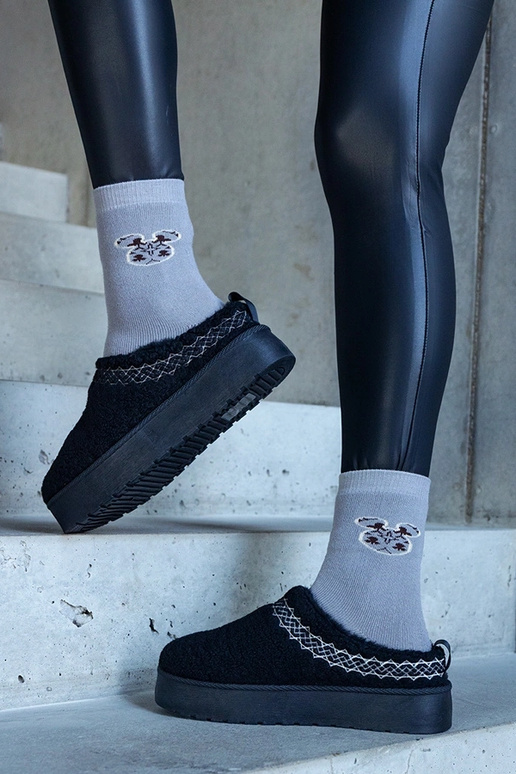 Zwart snowboots met platform en lage...