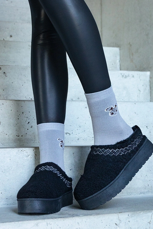 Zwart snowboots met platform en lage...