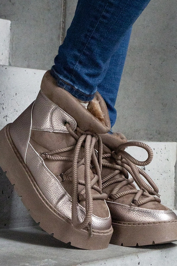 Dunkelbeige pelzgefütterte... 2