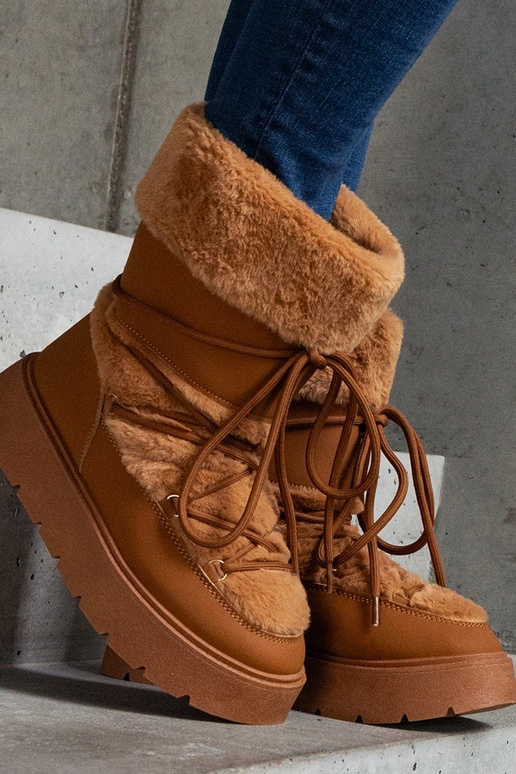 Braune isolierte Schneestiefel mit...