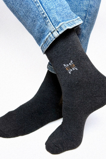 Dunkelgraue warme Herrensocken Narus 2