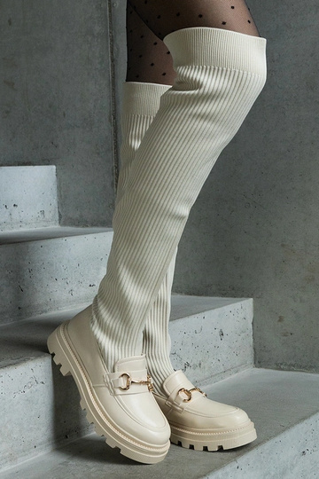 Hellbeige Stiefel mit...