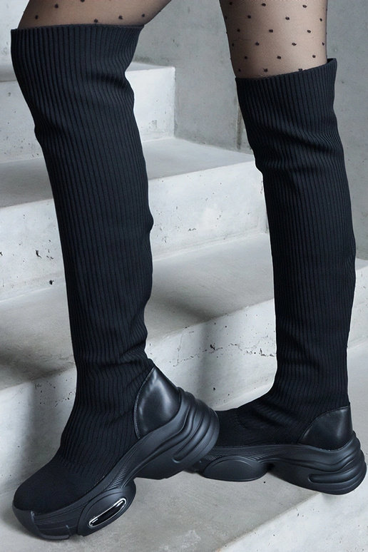 Zwarte instaplaarzen met elastische...