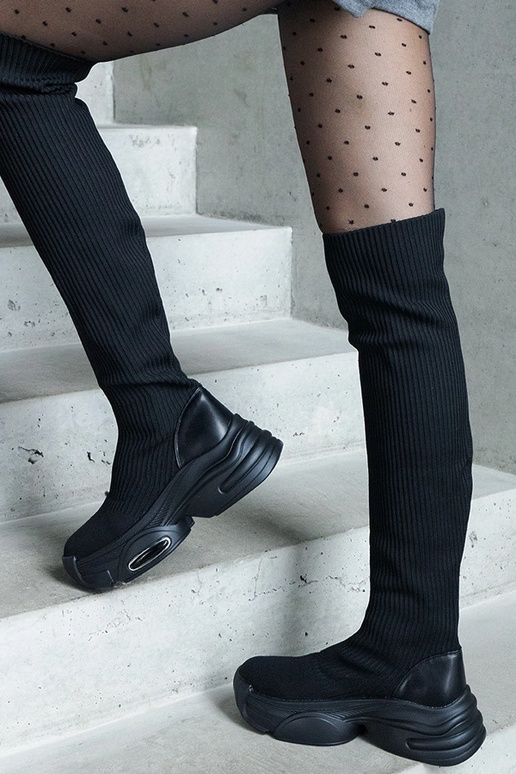 Zwarte instaplaarzen met elastische...