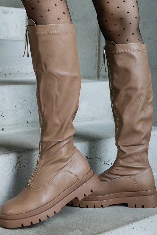 Bruine laarzen van eco-leer met...