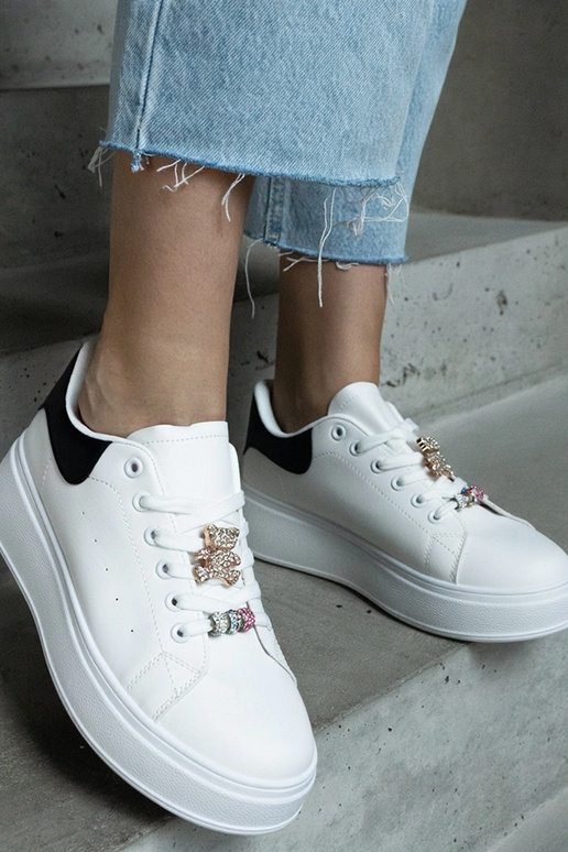 Weiße Plateau-Sneakers verziert mit...