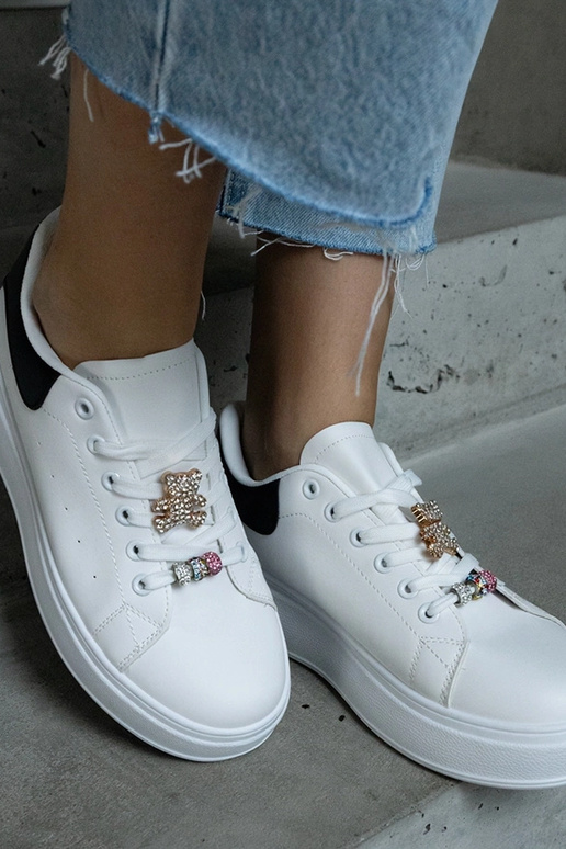 Weiße Plateau-Sneakers verziert mit...