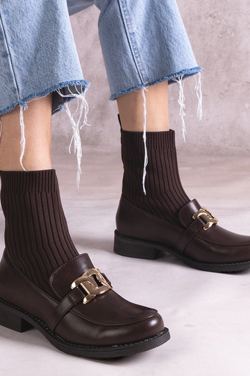 Botines brunes avec tige en...