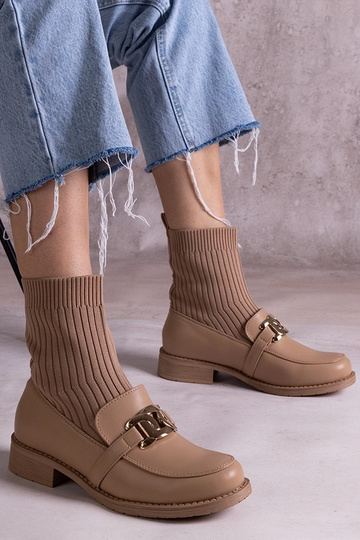 Bottines beige foncé avec...
