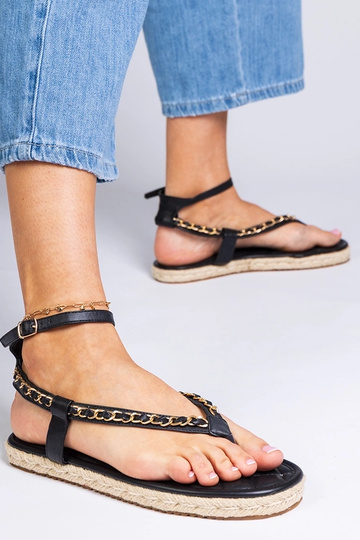 Sandales noires ornées de chaînes Varieur 2