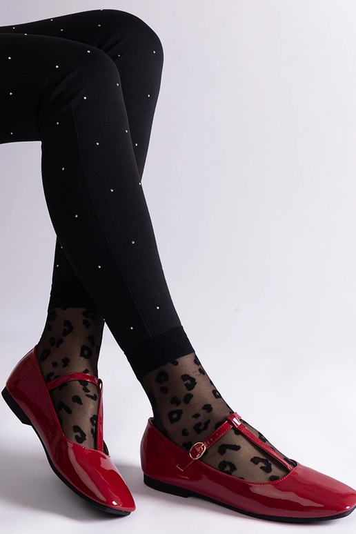 Rote Ballerinas aus Lackleder mit...