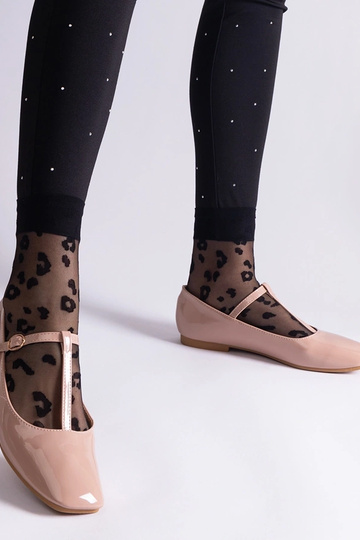 Beige balletflader i...