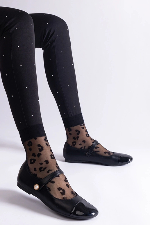 Ballerines en cuir verni noir avec...