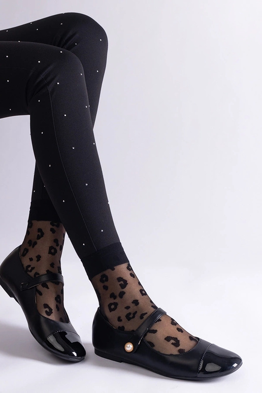 Ballerines en cuir verni noir avec...