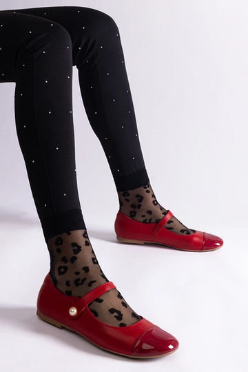 Rote Ballerinas aus Lackleder mit Klettverschluss Jaures