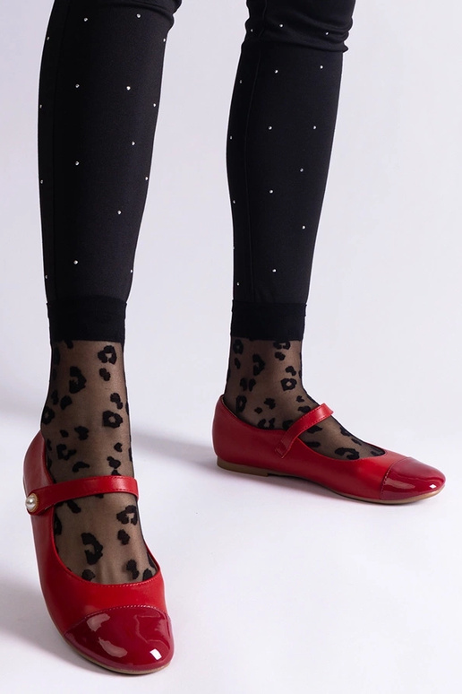 Ballerines en cuir verni rouge avec...