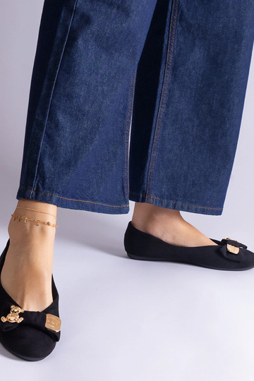 Ballerines noires ornées d'un noeud et d'une broche Esdras 2