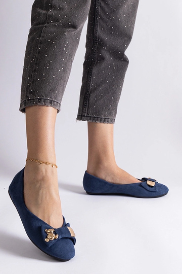 Ballerines bleu marine ornées d'un noeud et d'une broche Esdras 2