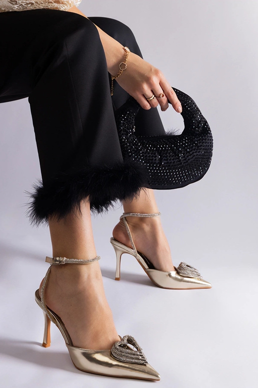 Goldene High Heels mit offener Ferse...