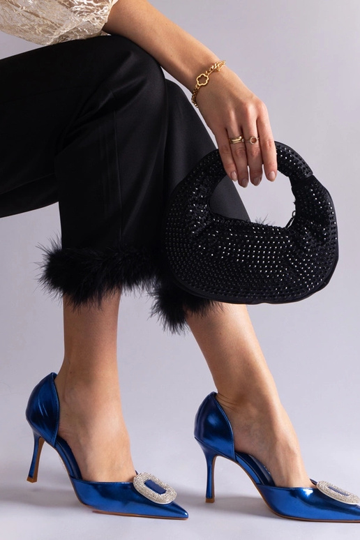 Blå høje hæle dekoreret med Coluga... Blå høje hæle dekoreret med Coluga...