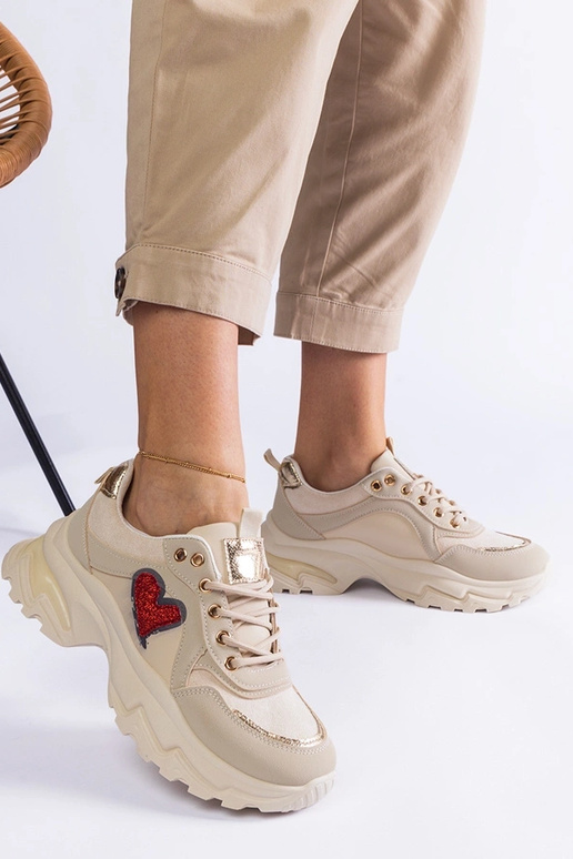 Beige Martinez Heart Platform Sneakers
