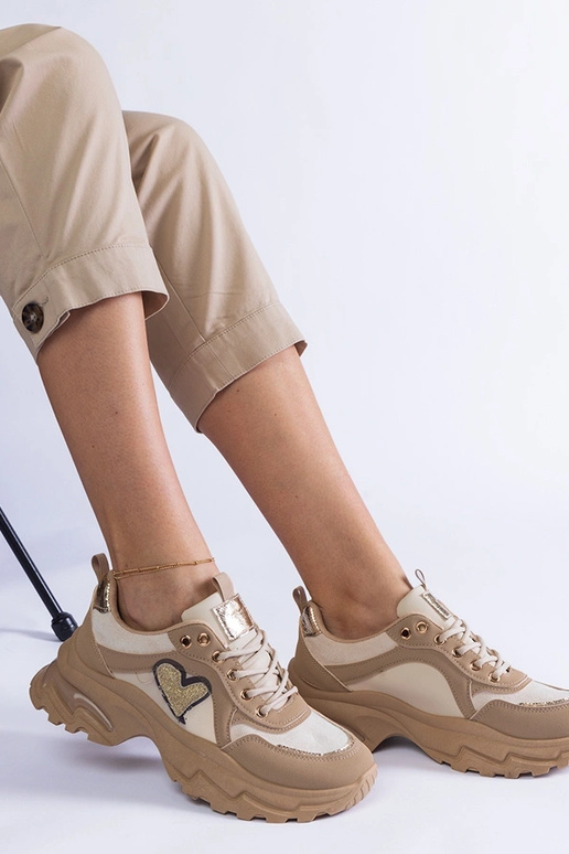 Martinez's Brown Heart Platform Sneakers