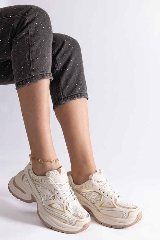Beige Sneaker mit massiver Adom-Sohle
