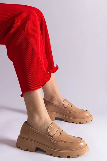 Mørkebeige damemoccasiner...