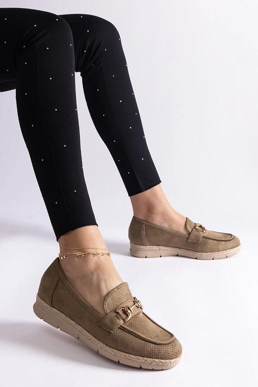 Mocassins verts pour femmes en suède...