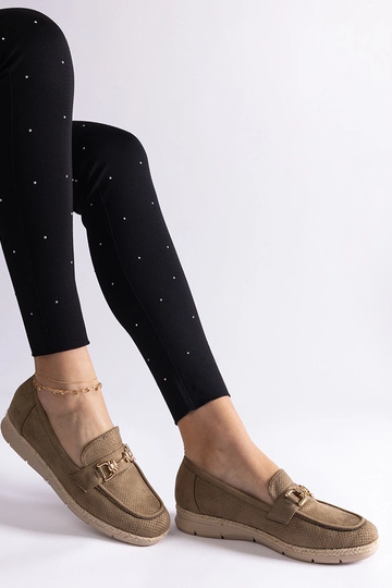 Mocassins verts pour femmes en suède synthétique Sandoval 2