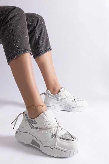 Baskets blanches pour femmes avec paillettes Agar