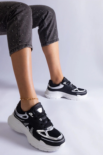 Schwarze Damen-Sneaker mit silbernen Einsätzen Gaytan
