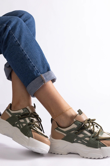 Baskets femme Alva vertes et beiges