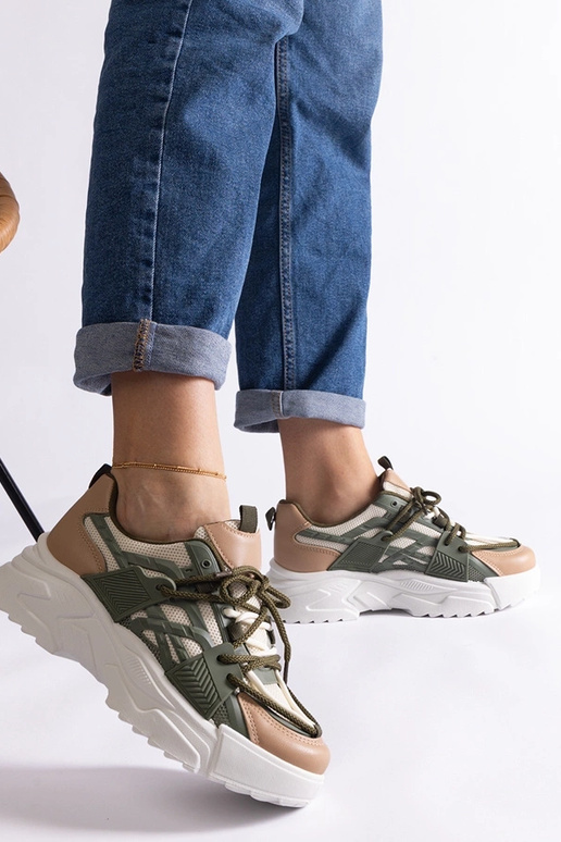 Grüne und beige Alva Damen-Sneaker Grüne und beige Alva Damen-Sneaker