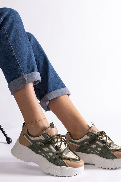 Baskets femme Alva vertes et beiges Baskets femme Alva vertes et beiges