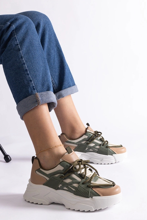 Grüne und beige Alva Damen-Sneaker Grüne und beige Alva Damen-Sneaker